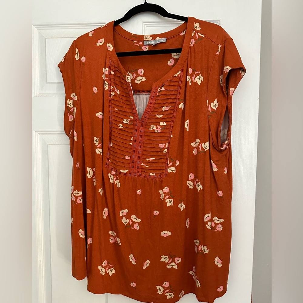 Rust orange-ish and floral stitch fix blouse